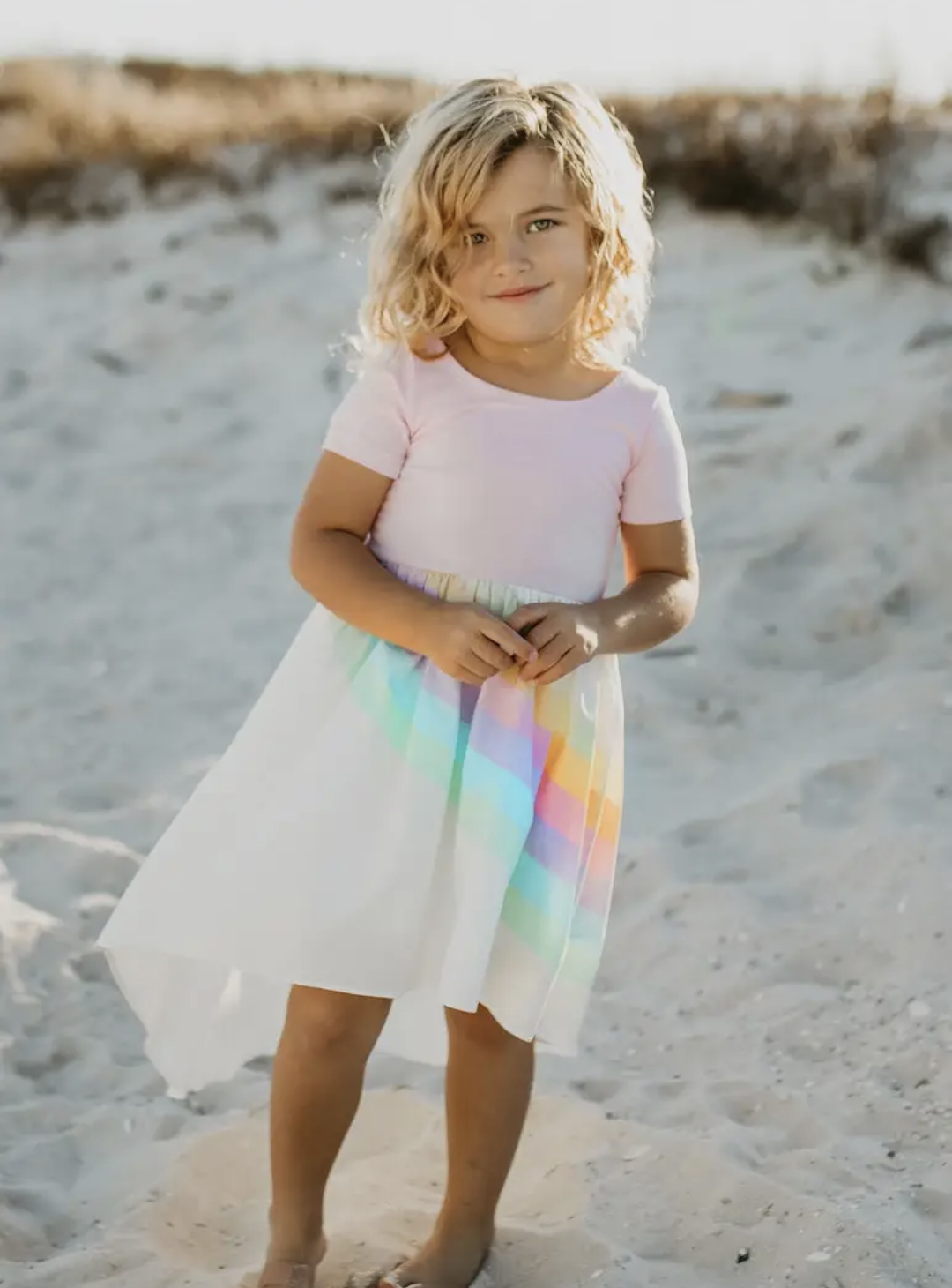 Pink Pastel Rainbow Hi-Lo Dress