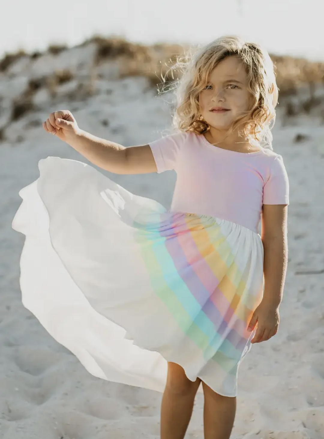 Pink Pastel Rainbow Hi-Lo Dress