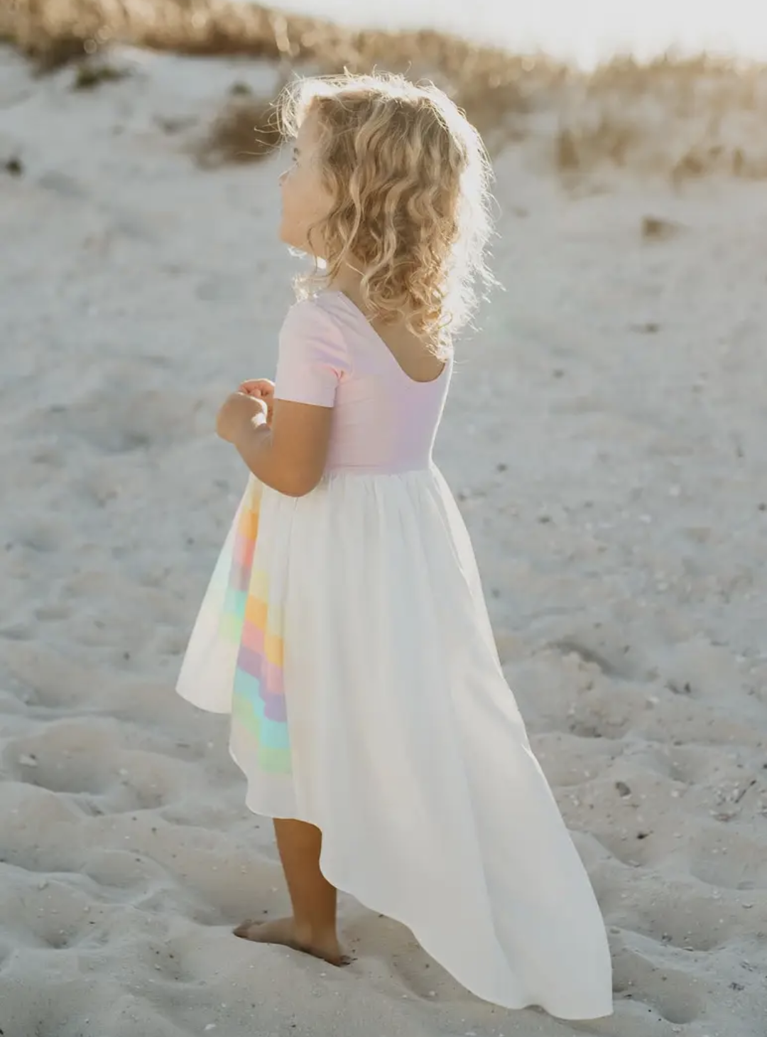 Pink Pastel Rainbow Hi-Lo Dress