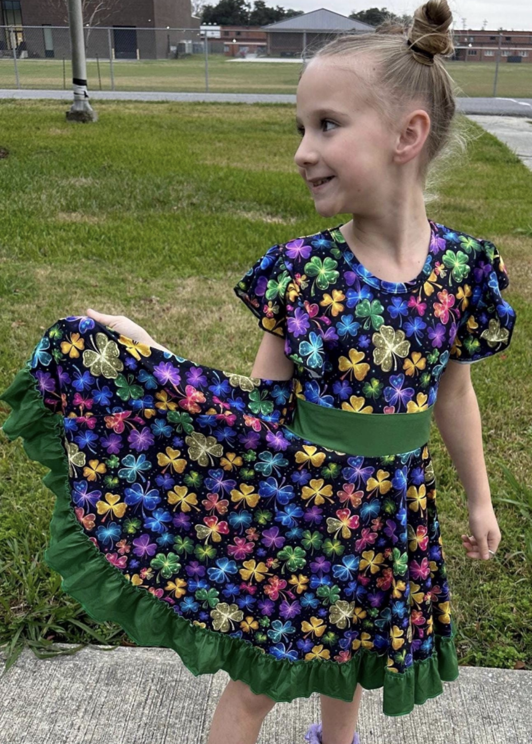 Rainbow Shamrock Twirl Dress