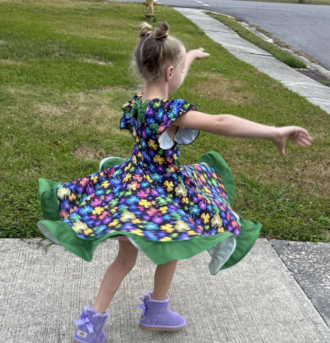 Rainbow Shamrock Twirl Dress