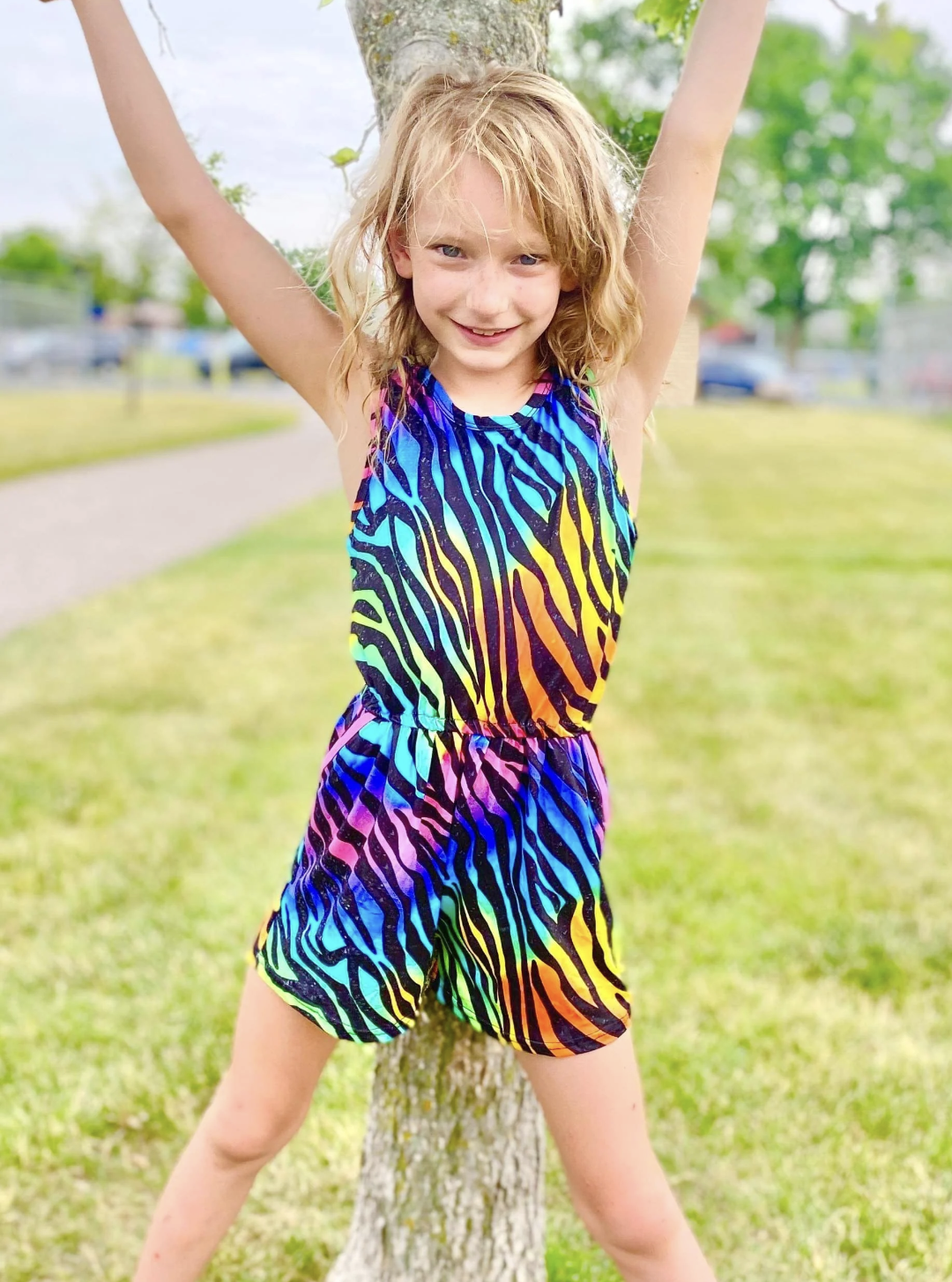 Rainbow Zebra Romper