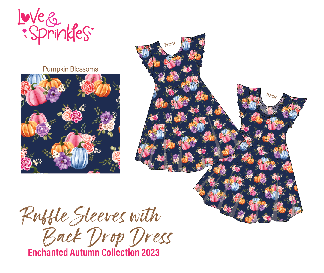Love & Sprinkles Pumpkin Blossom Ruffle Sleeve with Backdrop