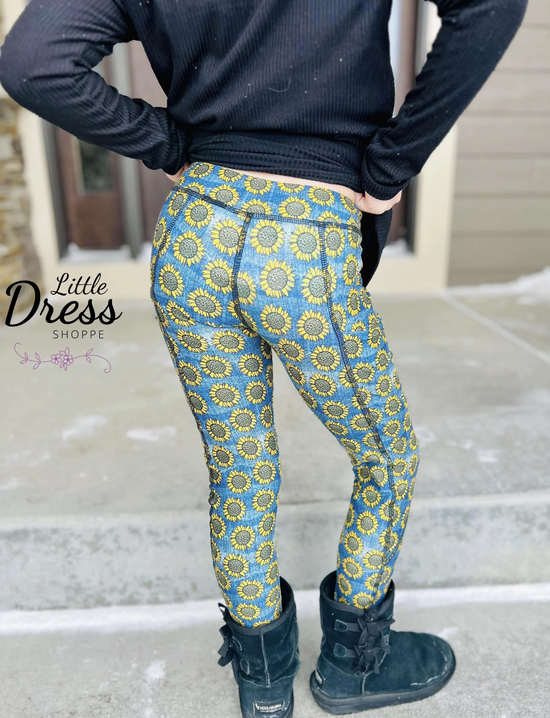 Sunflower Faux Denim Pocket Legging