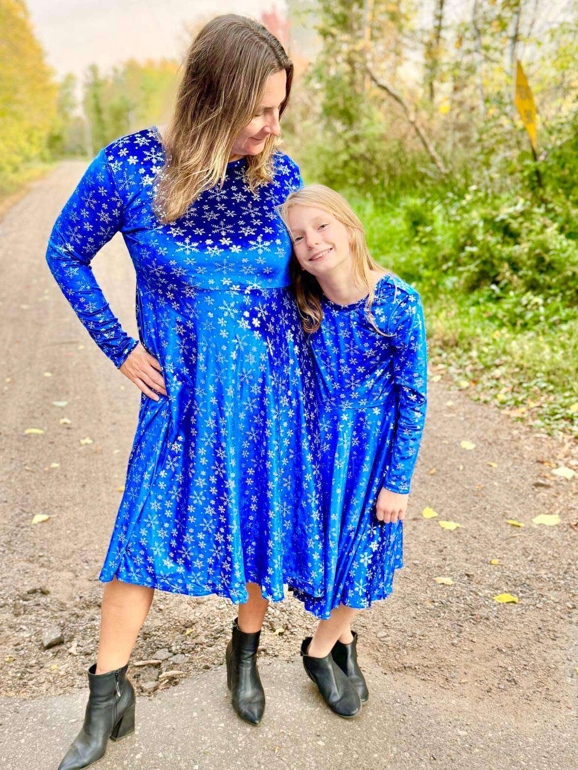 Blue Velvet Snowflake Twirl Dress
