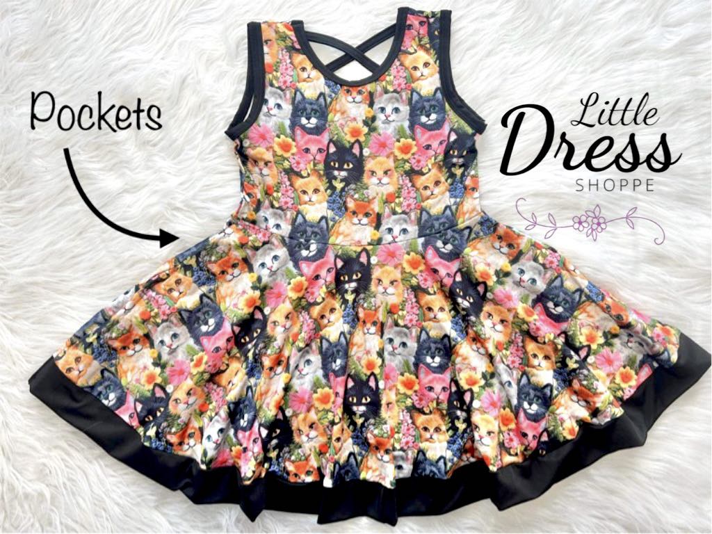 Floral Kitty Twirl Dress