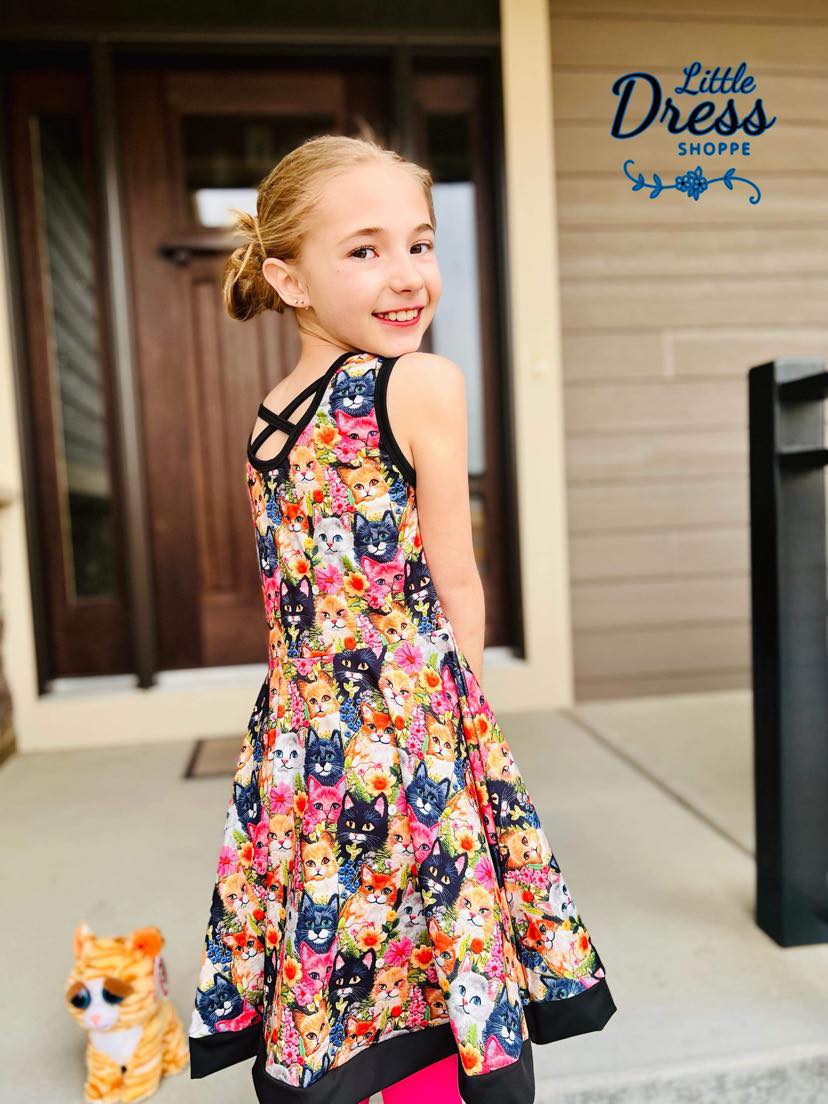 Floral Kitty Twirl Dress