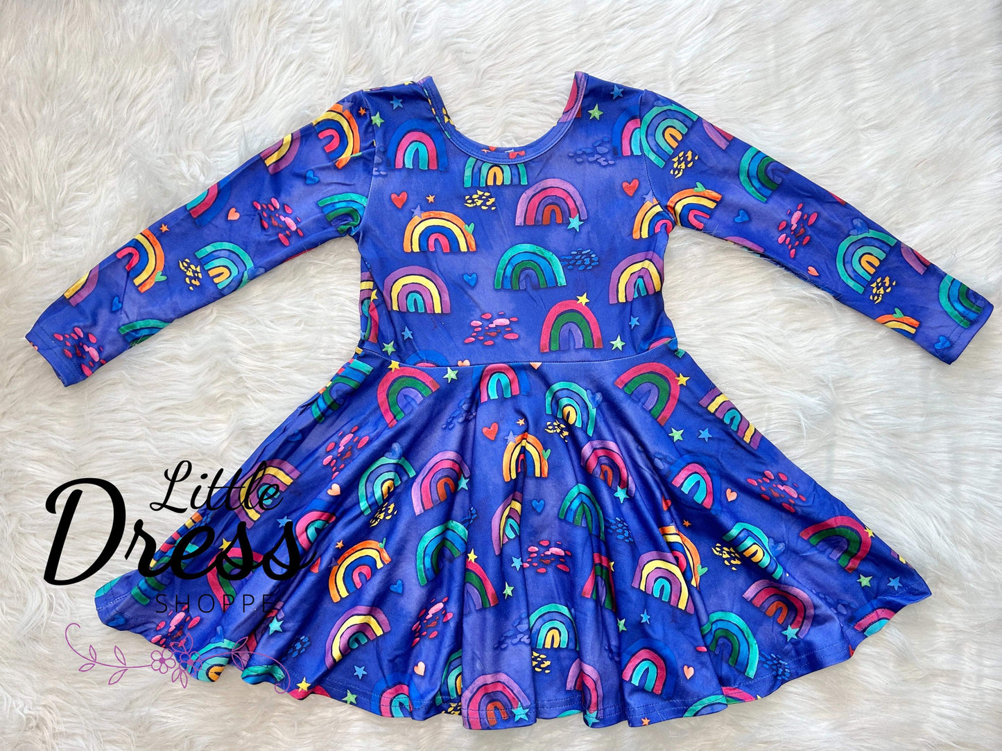 Blue Rainbow Twirl Dress