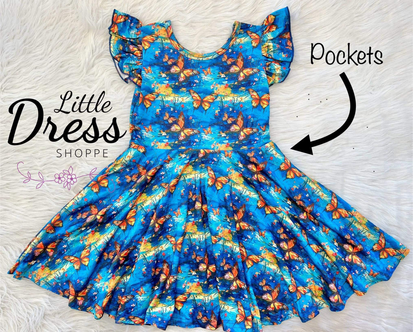 Golden Butterfly Twirl Dress