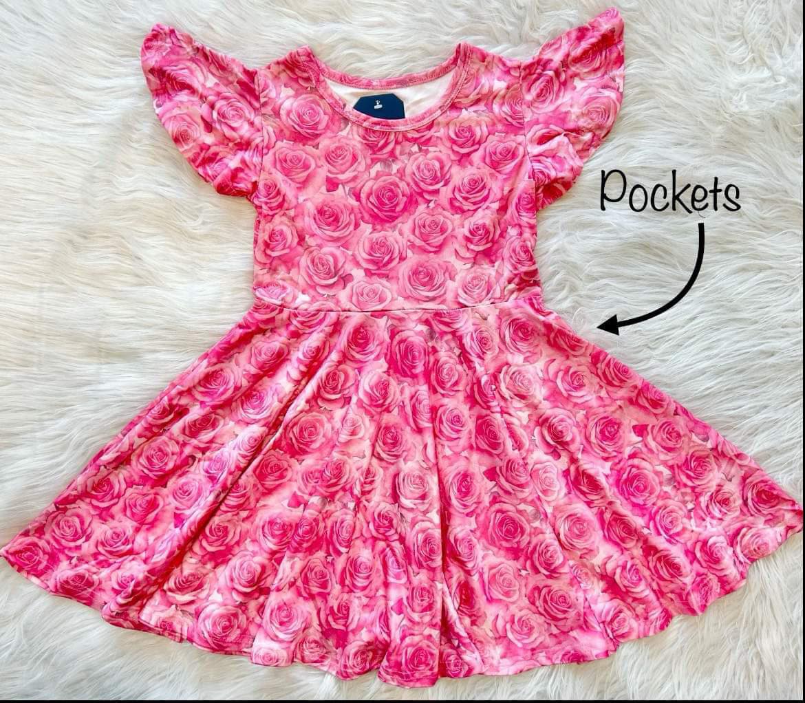 Pink Rose Twirl Dress