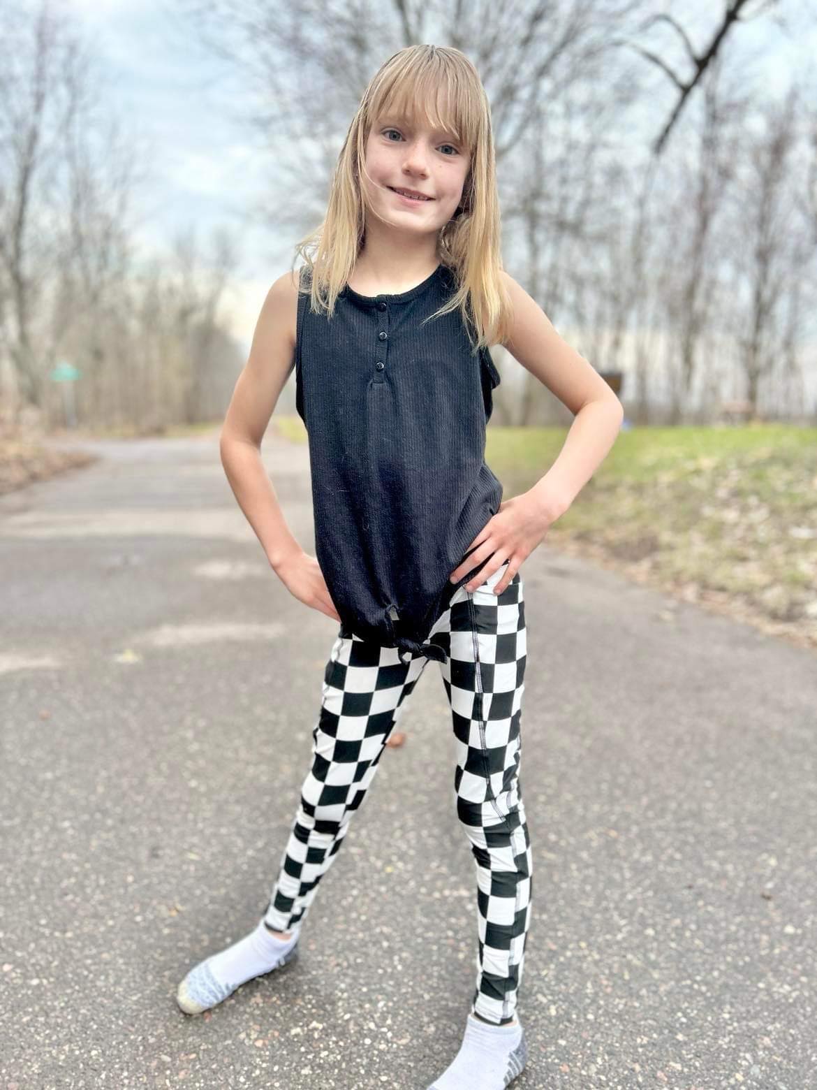 Black/White Checkered Pocket Legging