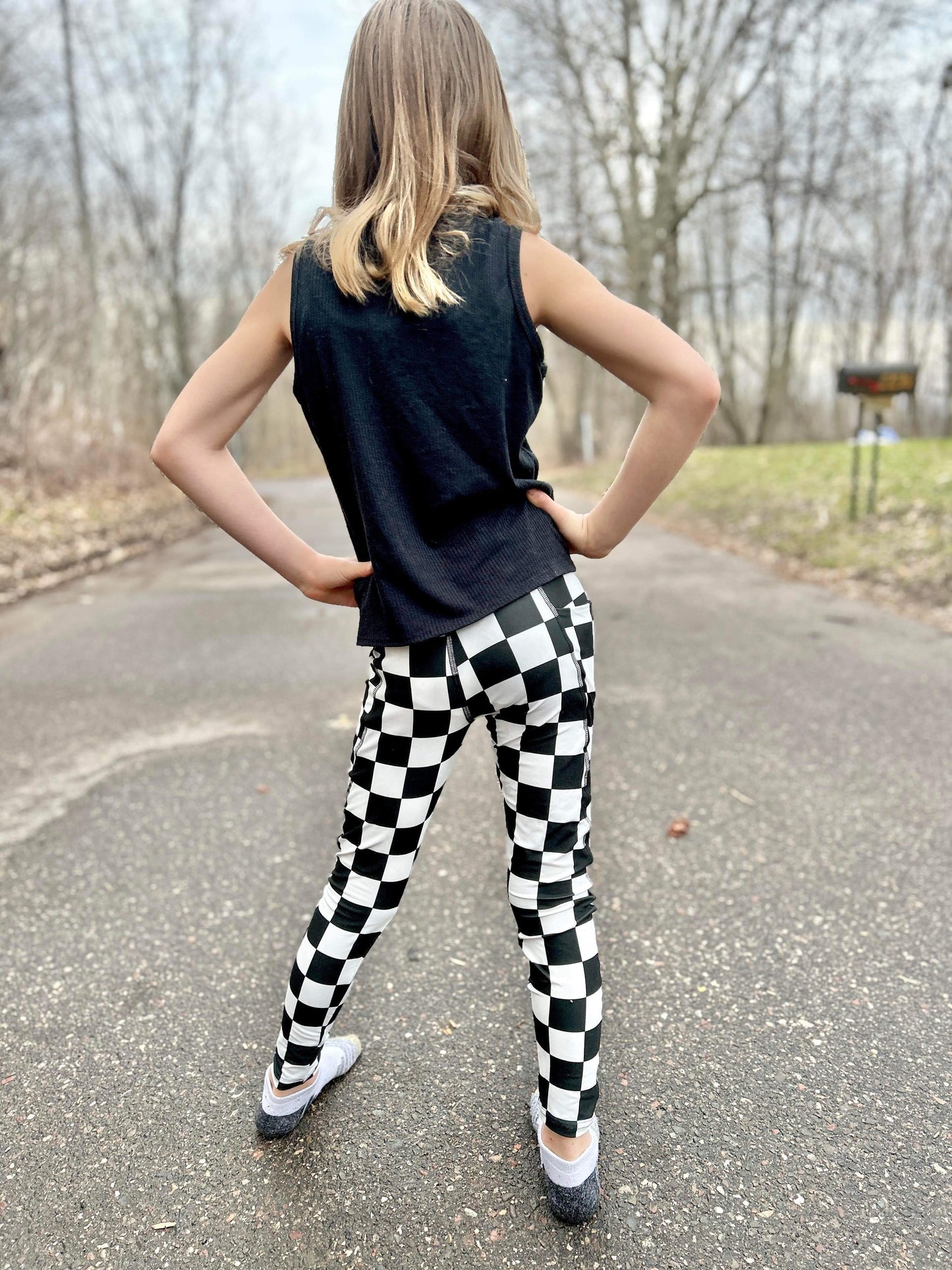 Black/White Checkered Pocket Legging