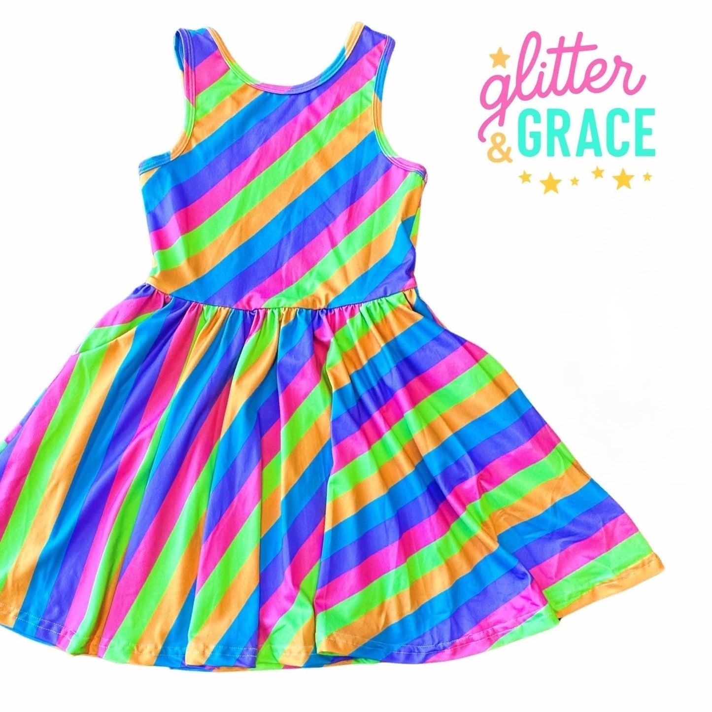 Neon Stripe Twirl Dress (Copy)