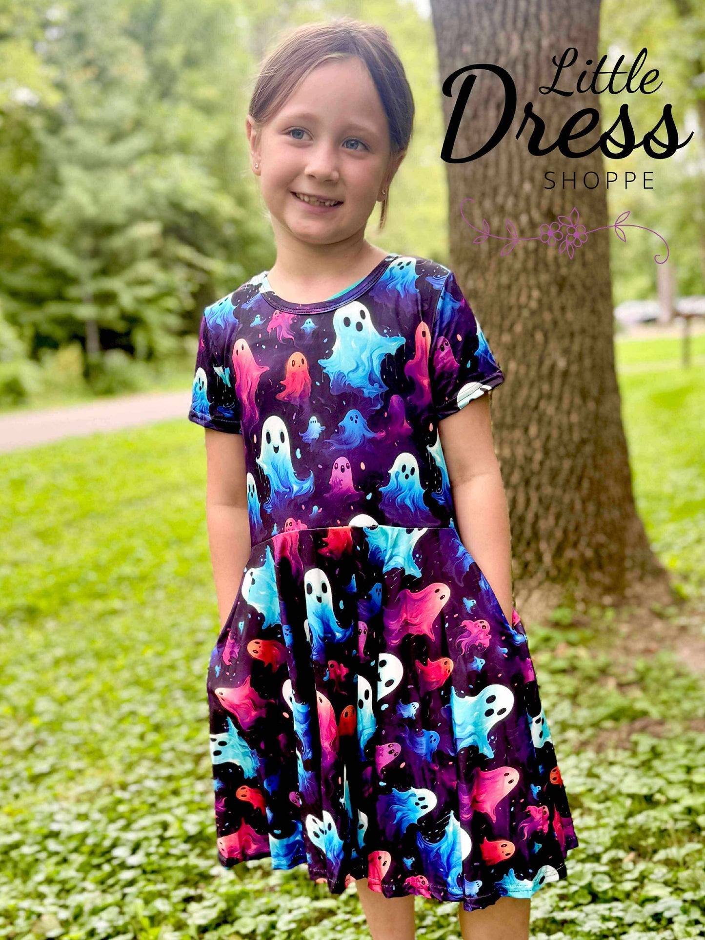 Black & Neon Ghost Twirl Dress