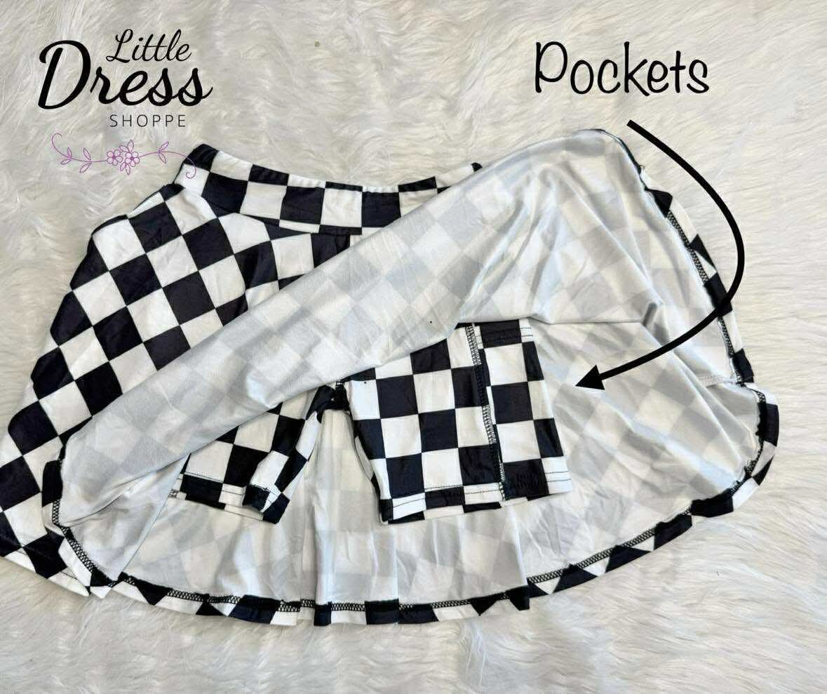 Checkered Hidden Pocket Skort