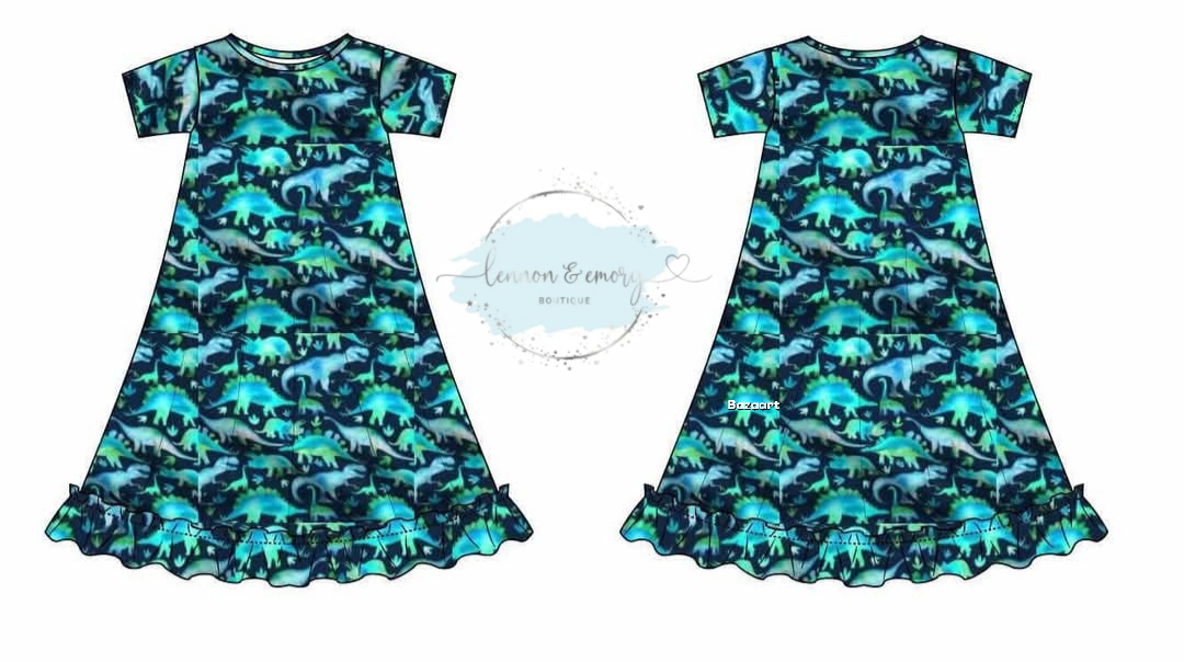 Dino Bamboo PJ Gown
