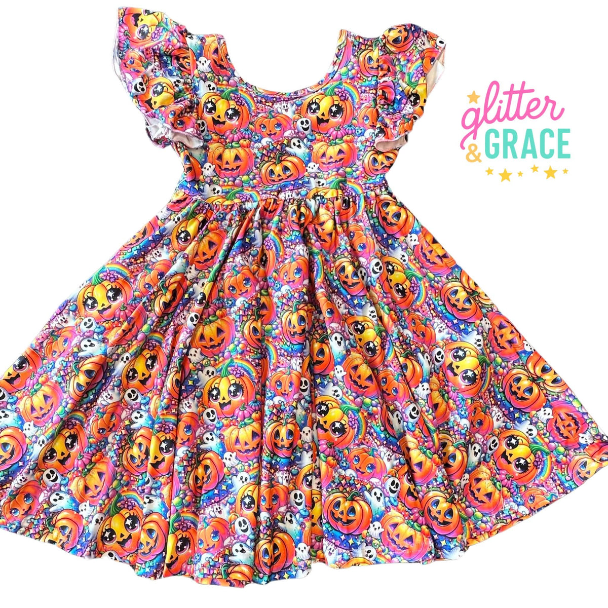 Fun and Flashy Pumpkin Twirl Dress