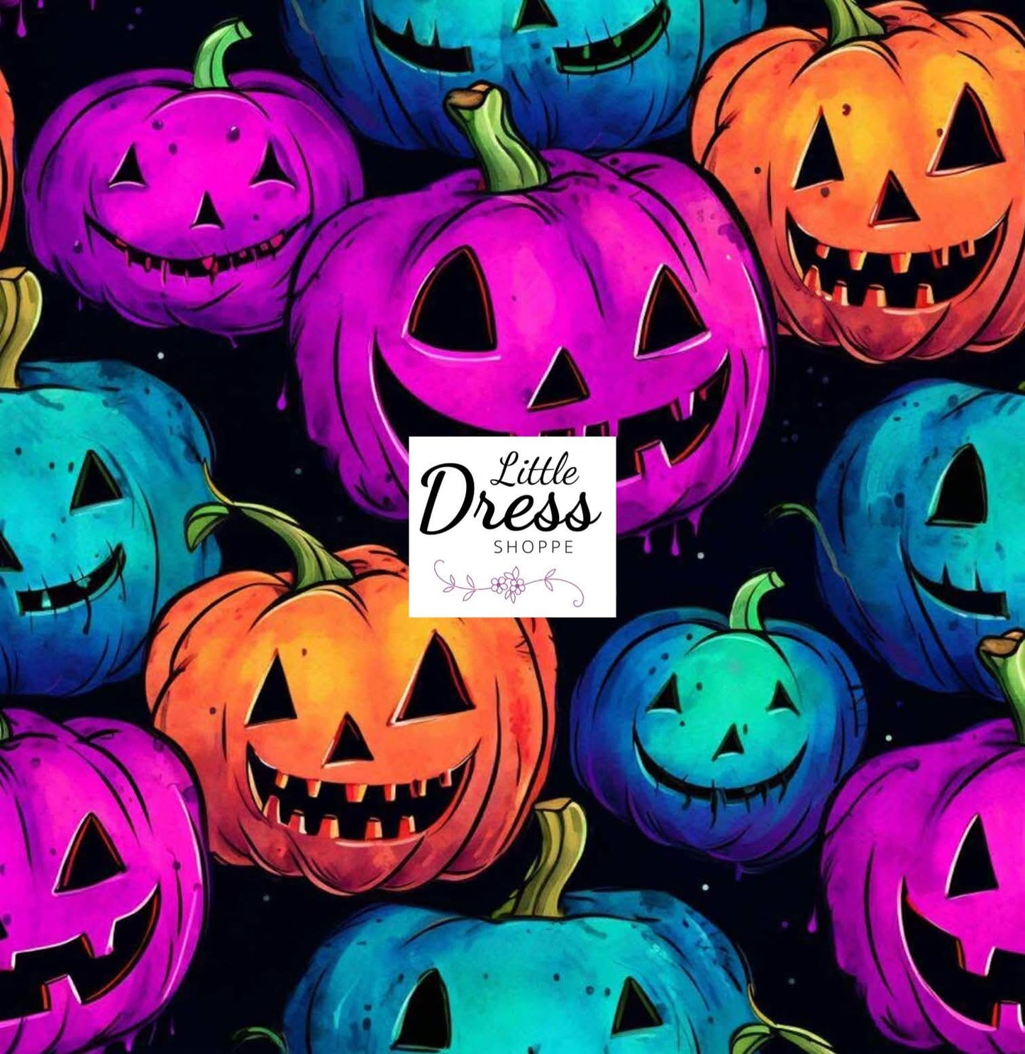 Color Block Neon Jack o' Lantern Twirl Dress