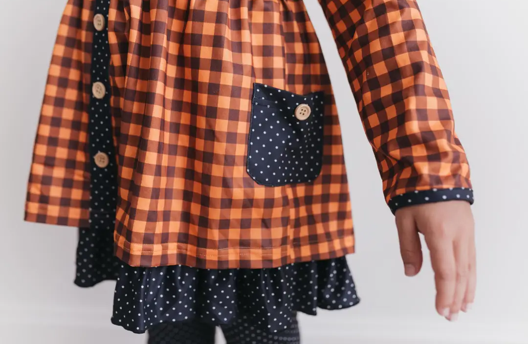 Orange & Navy Gingham Pant Set