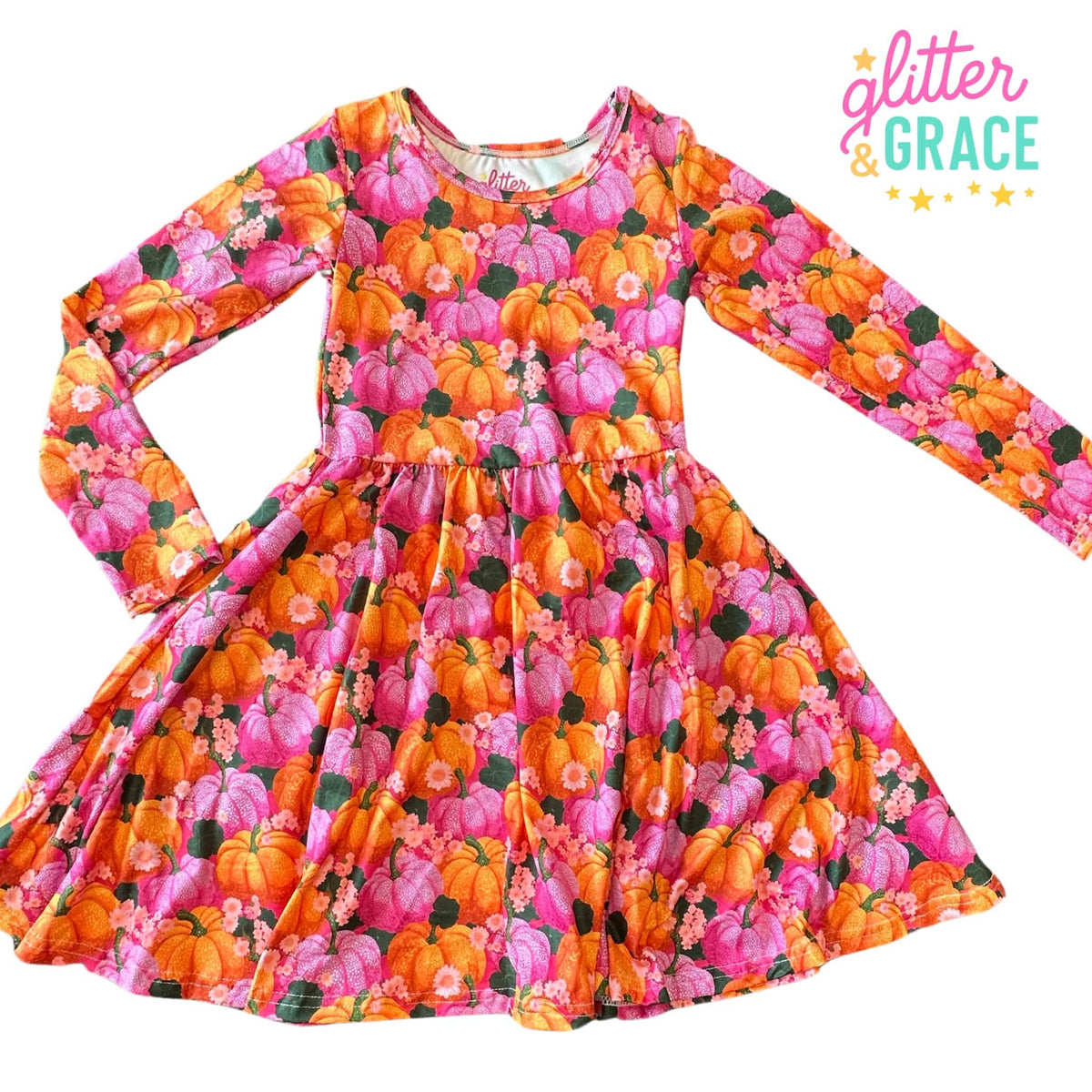Long Sleeve Pumpkin Twirl Dress