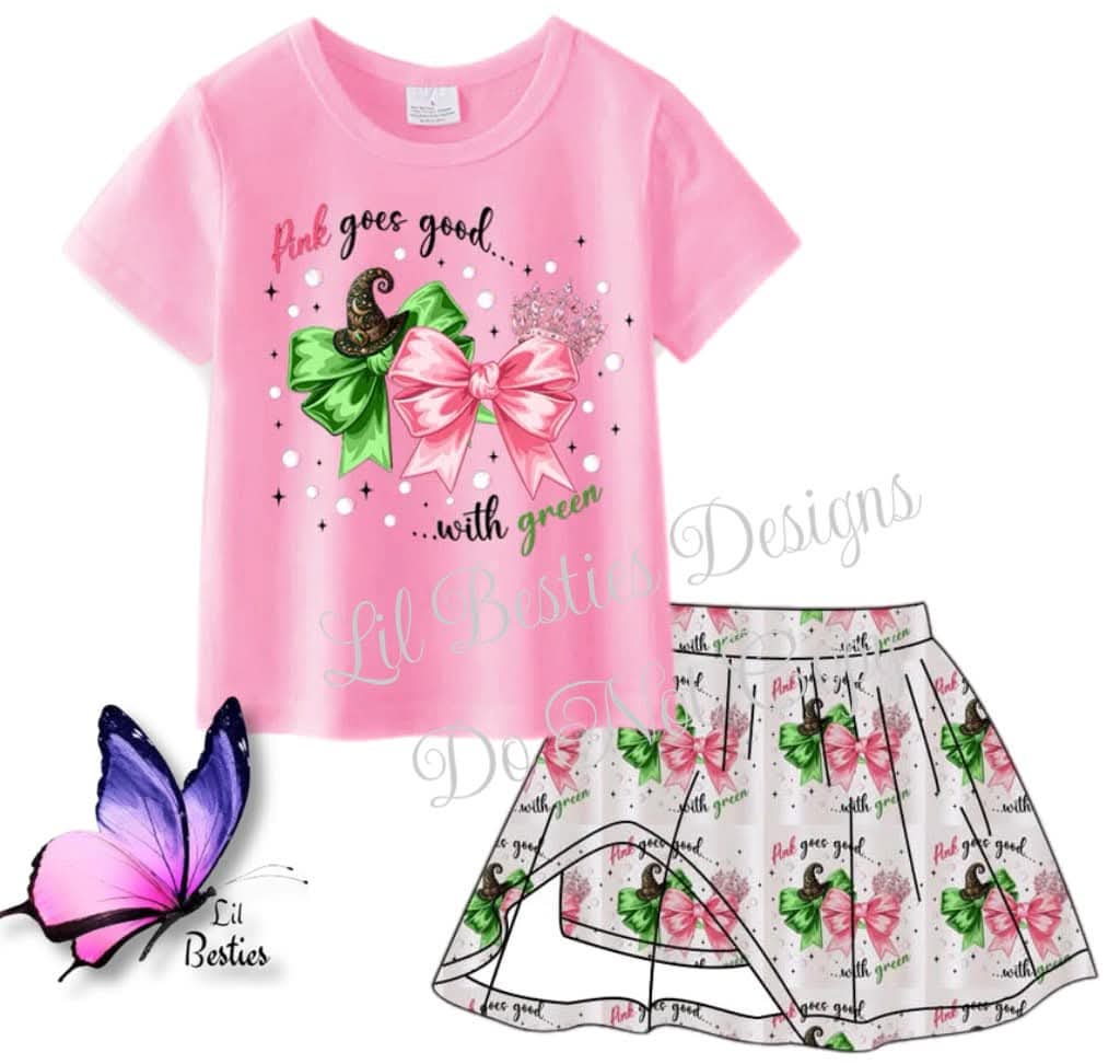 Pink Goes Good With Green Skort Set