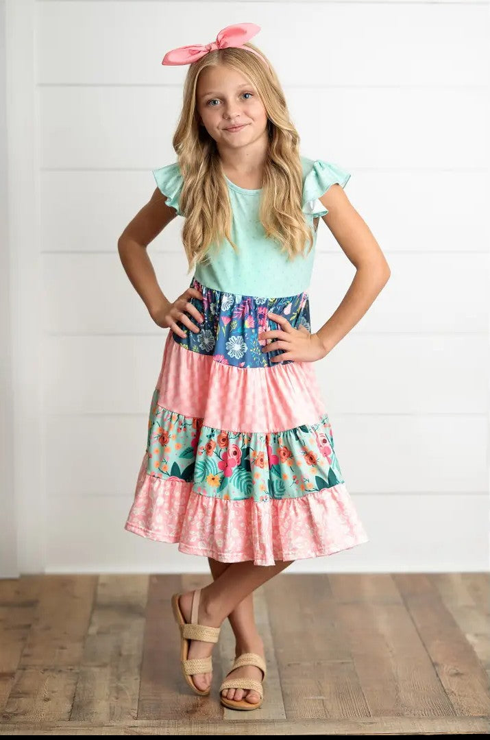 Multi Floral Tier Dress