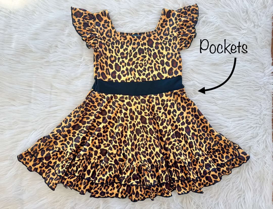 Double Ruffle Leopard Twirl Dress