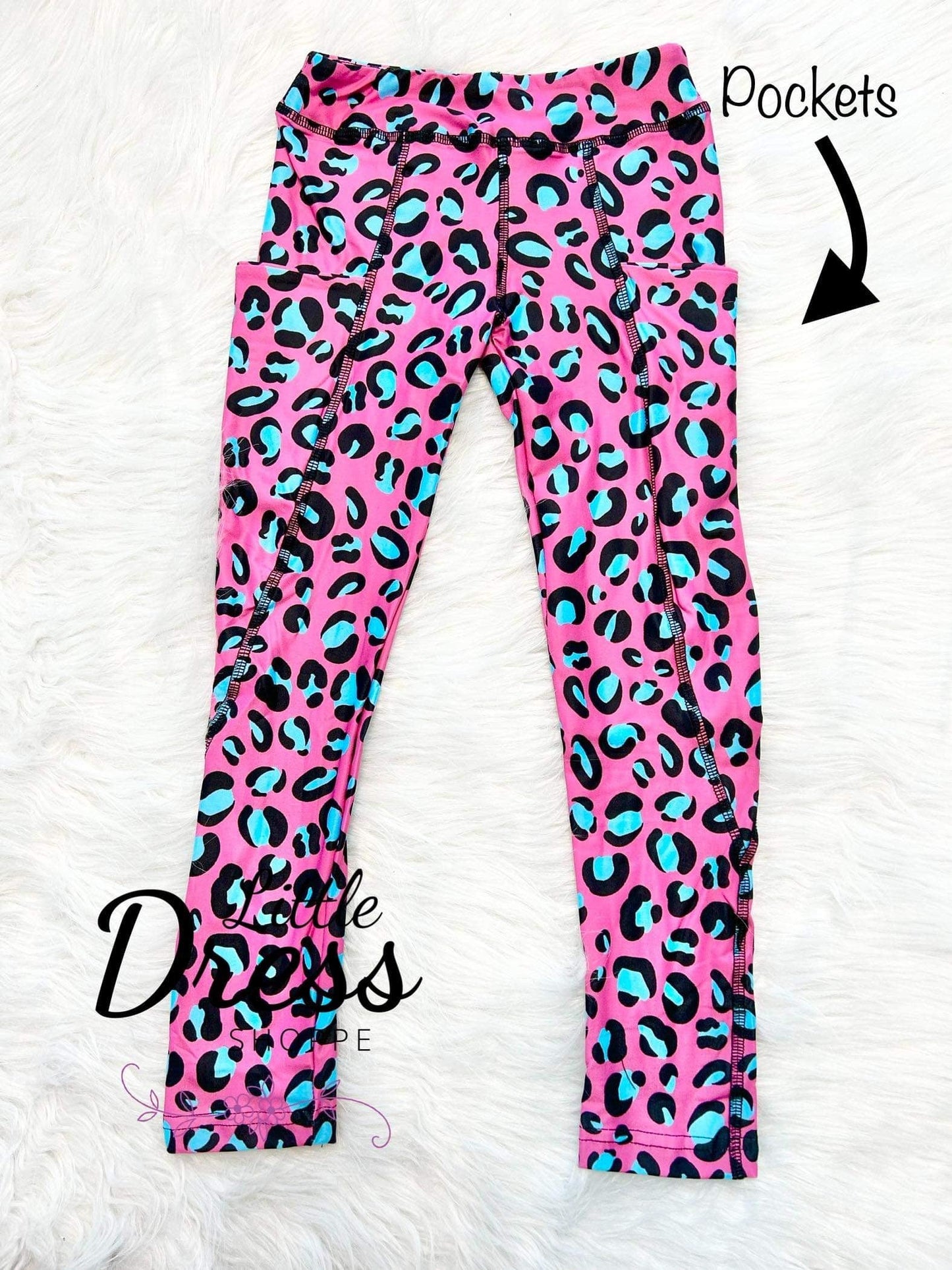 Pink & Teal Leopard Pocket Leggings