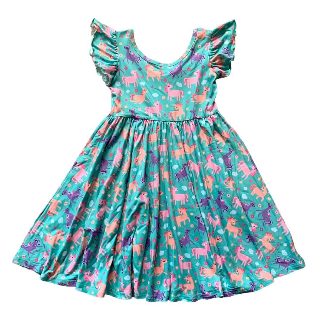 Love & Sprinkles Unicorn Royalty Ruffle Sleeve w/ Back Drop