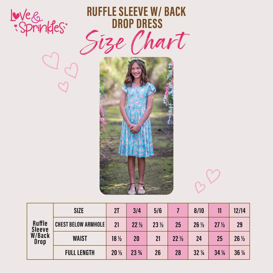 Love & Sprinkles Unicorn Royalty Ruffle Sleeve w/ Back Drop