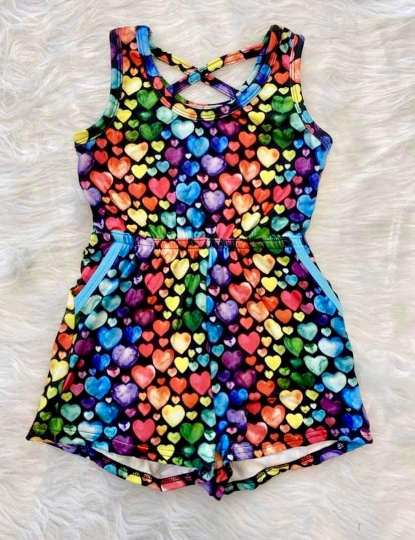 Rainbow Hearts Romper