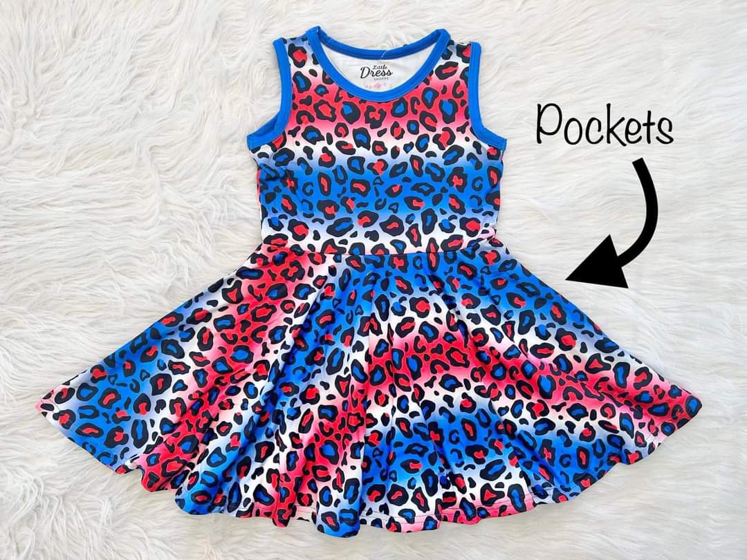 Patriotic Leopard Twirl Dress