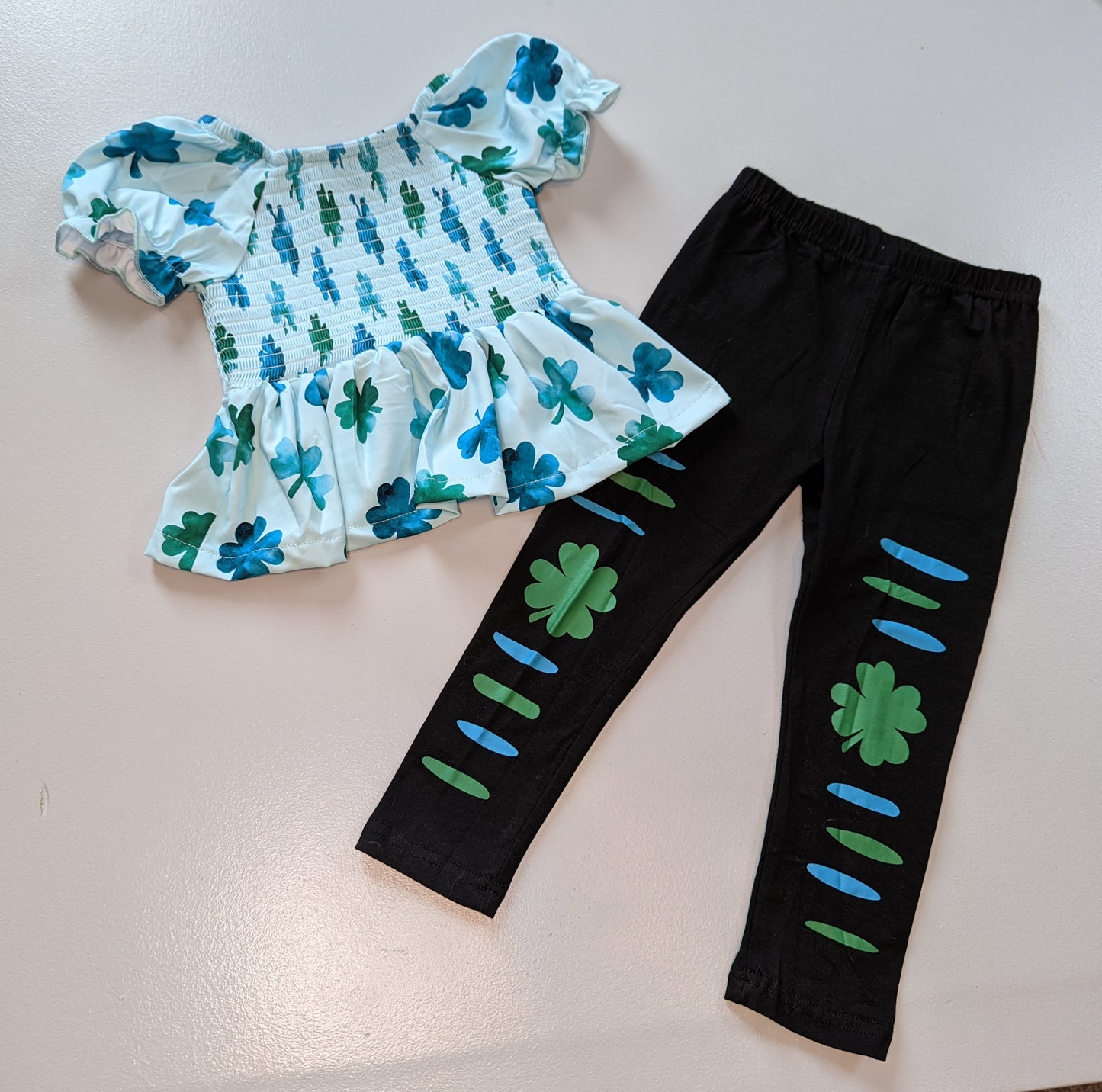 Mint Smocked Shamrock Legging Set