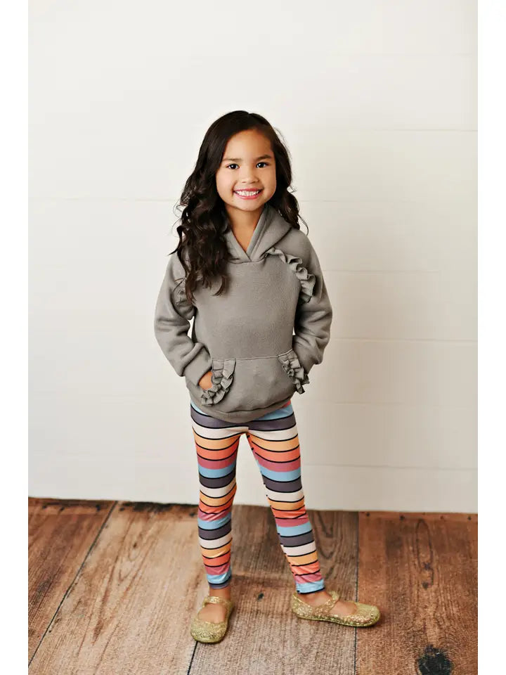 Gray Ruffle Hoodie Set