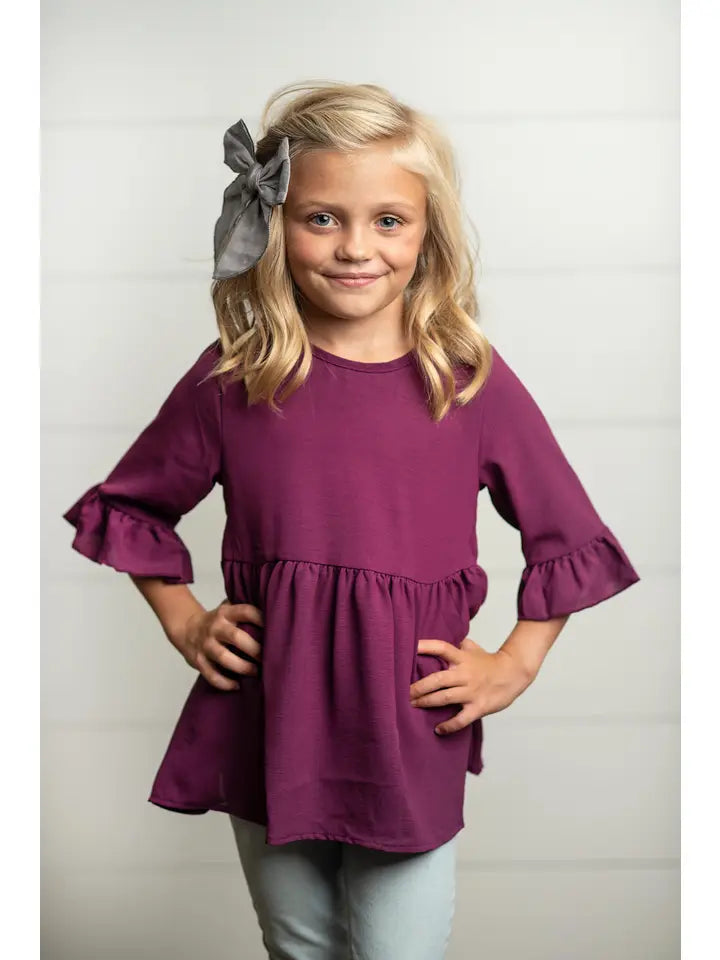 Ruffle Long Sleeve Shirt with Buttons (5 colors)