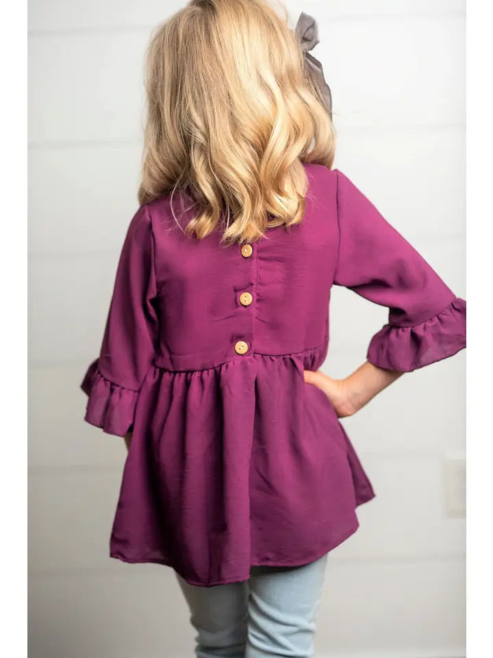 Ruffle Long Sleeve Shirt with Buttons (5 colors)