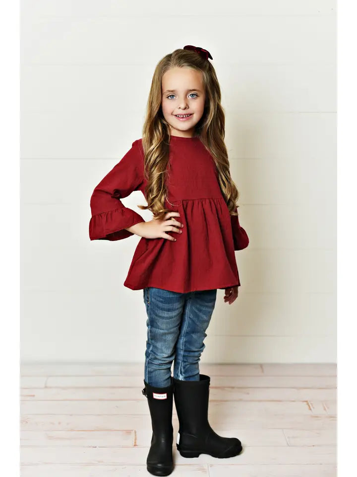 Ruffle Long Sleeve Shirt with Buttons (5 colors)