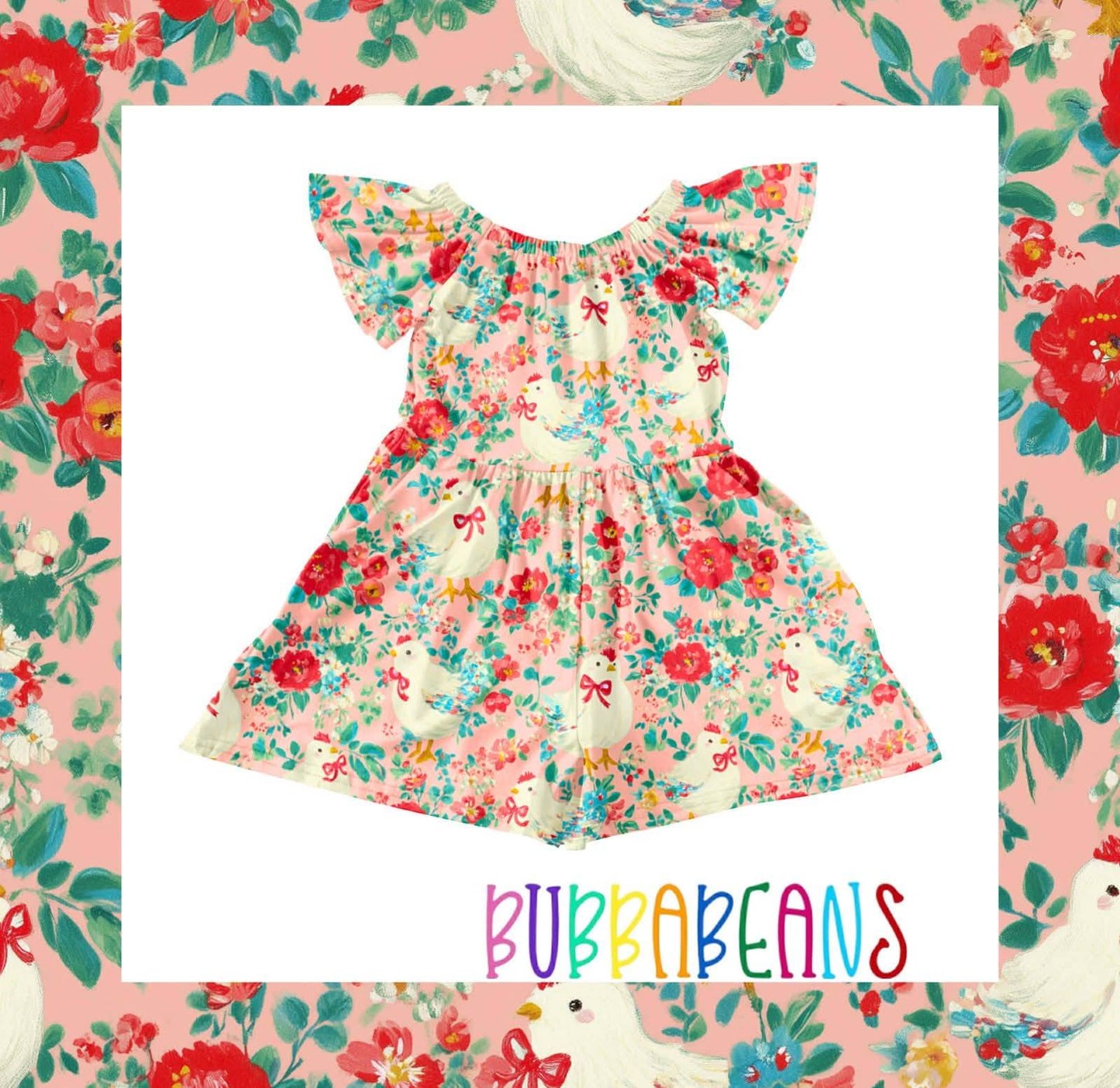Floral Chicken Romper (PreOrder)