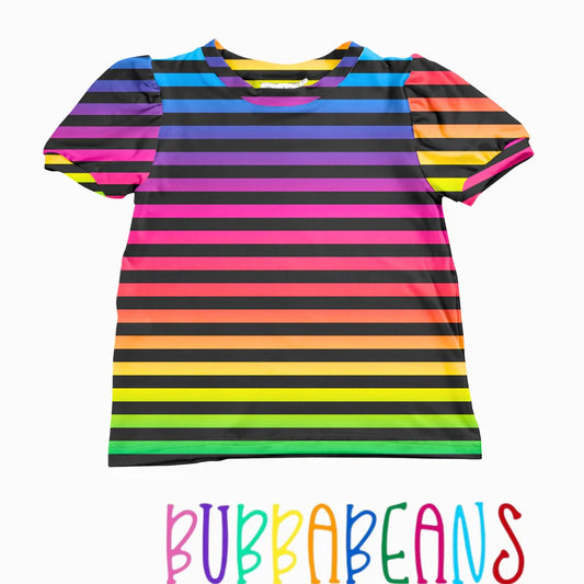 BubbaBeans Magic Stripe Puff Sleeve Tee