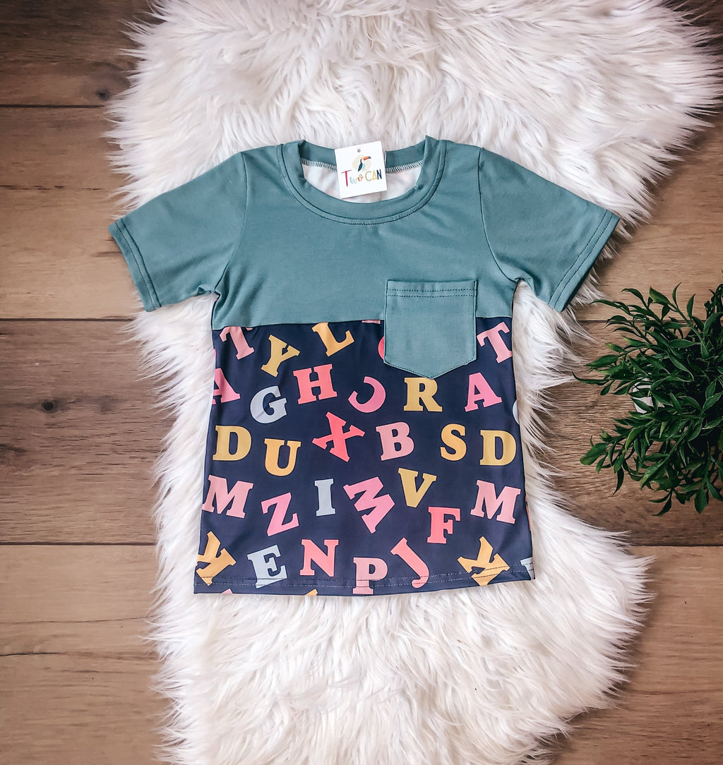 Alphabet Short Sleeve Pocket Tee