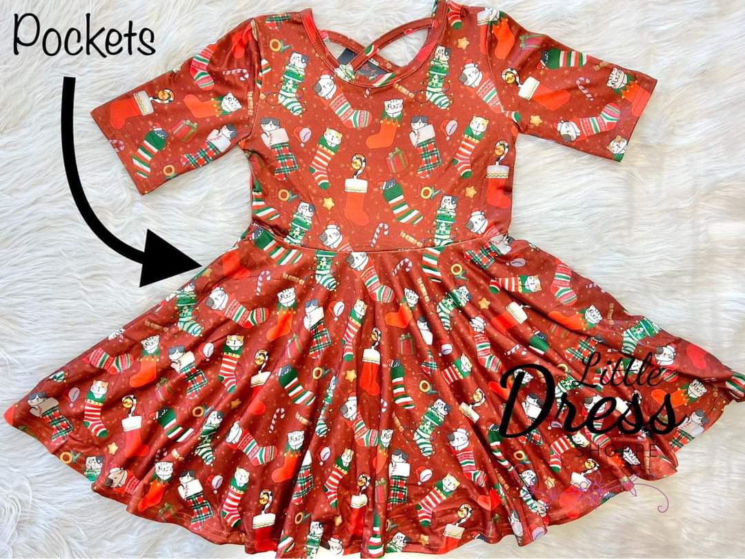 Christmas Cat Twirl Dress