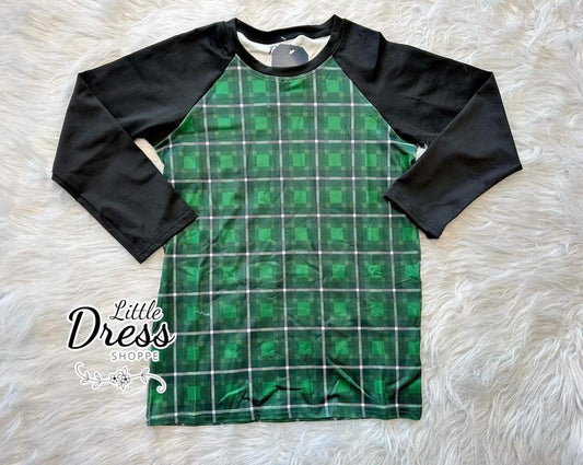 Green Plaid Long Sleeve Tee