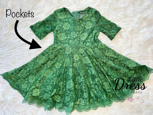 Green Lace Twirl Dress