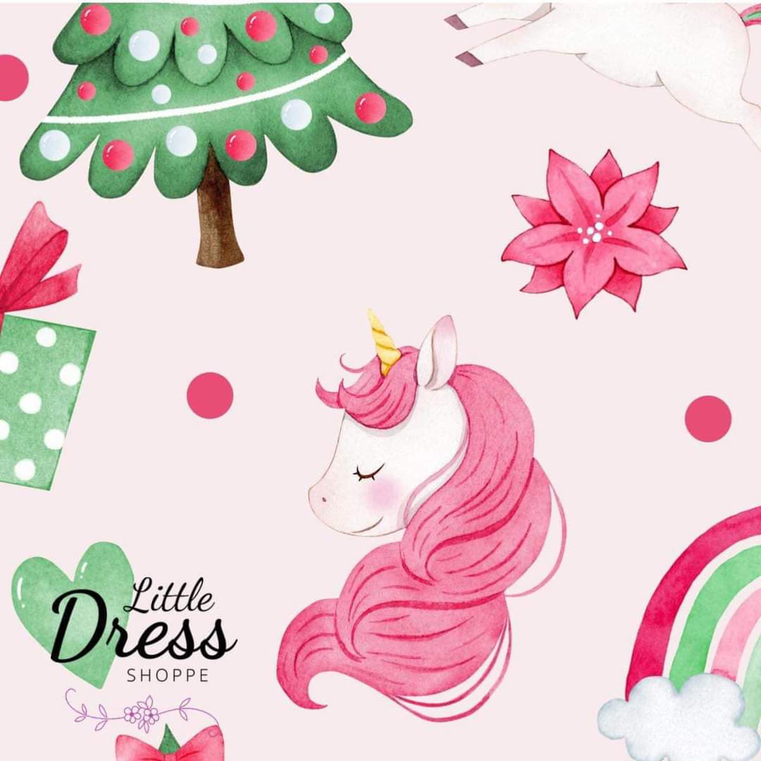 Christmas Unicorn Twirl Dress