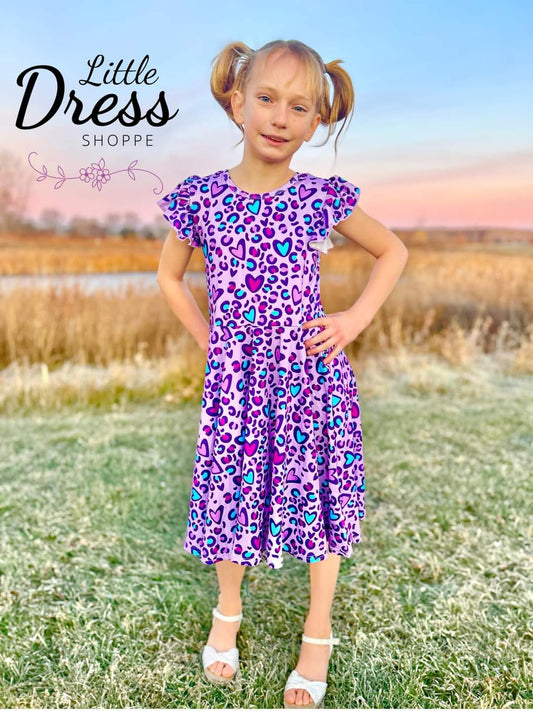 Purple Hearts Twirl Dress