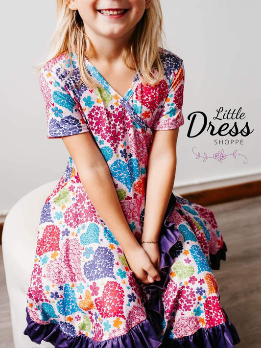 Multi Heart Wrap Dress