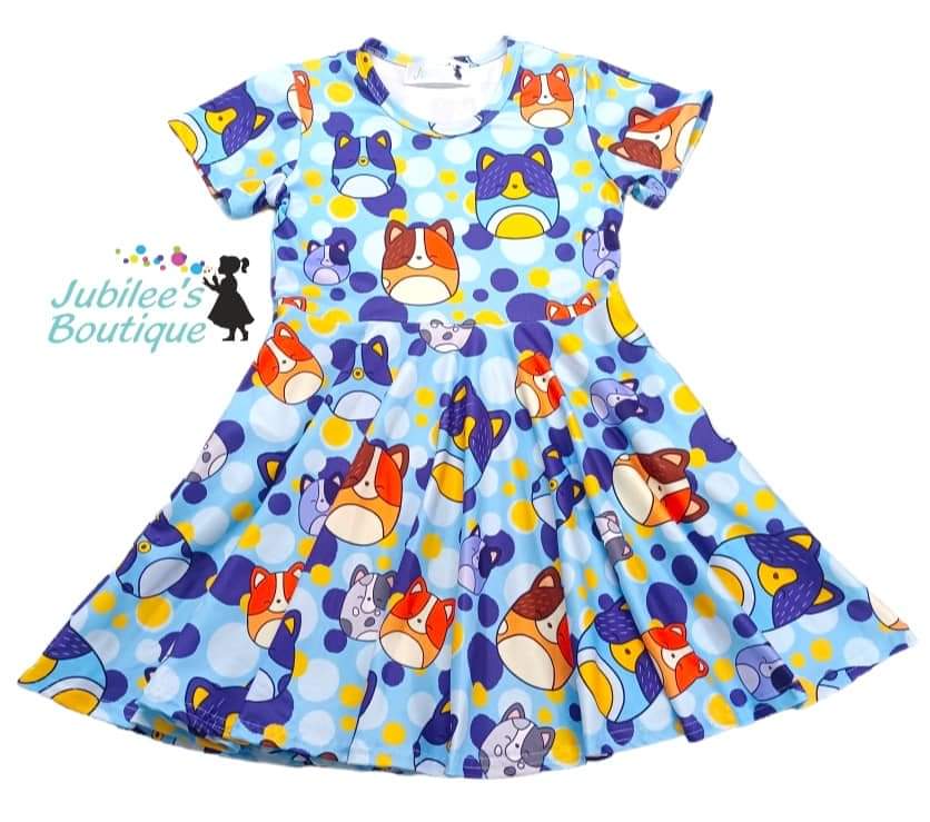 Blue Squishes Twirl Dress