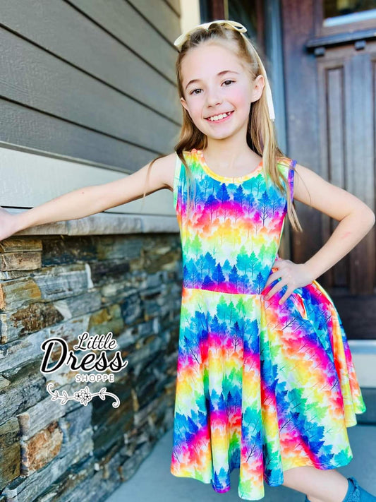 Rainbow Trees Twirl Dress
