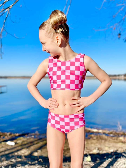 Pink Checkered Reversible Set