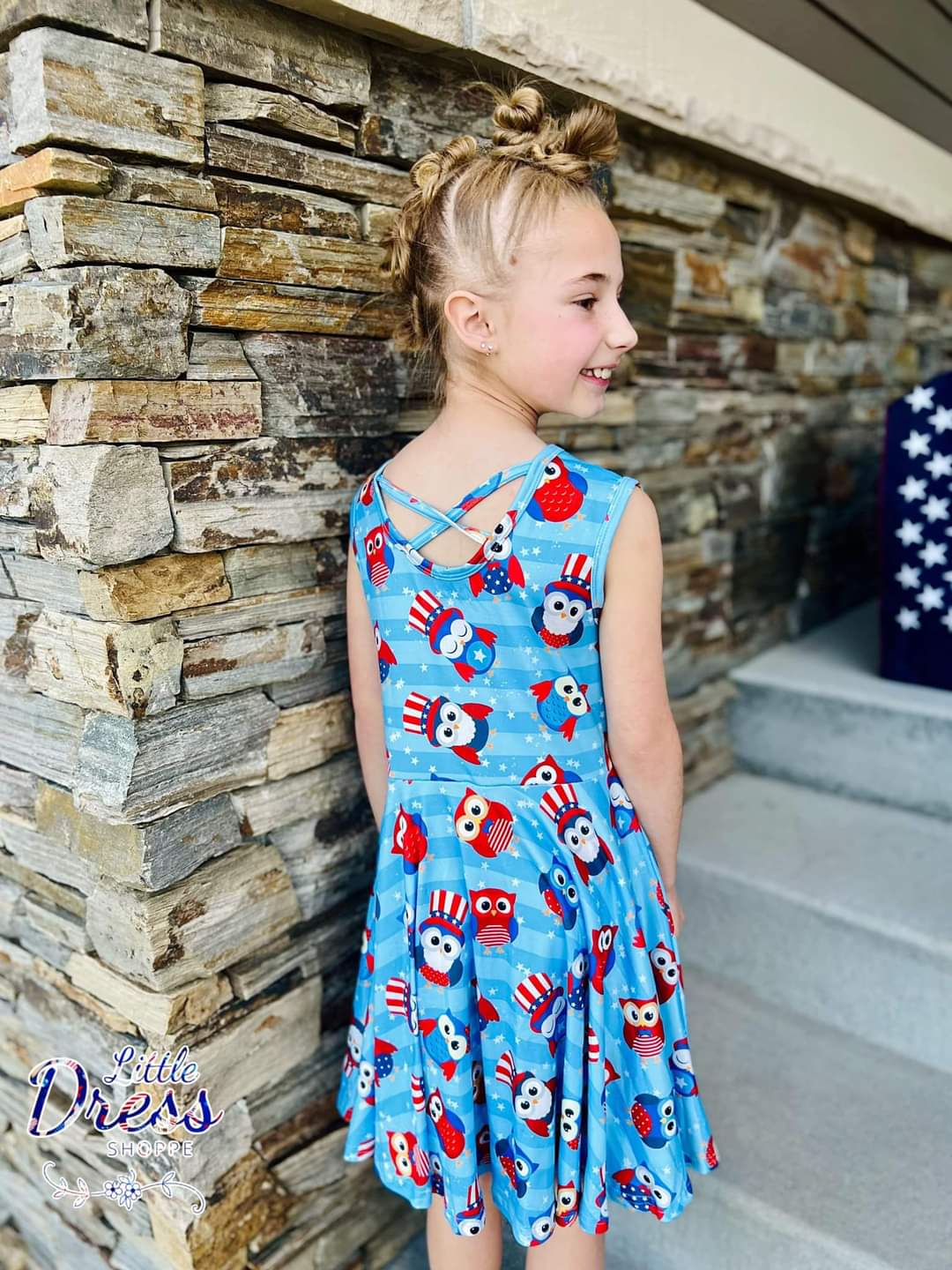 Patriotic Owl Twirl Dress